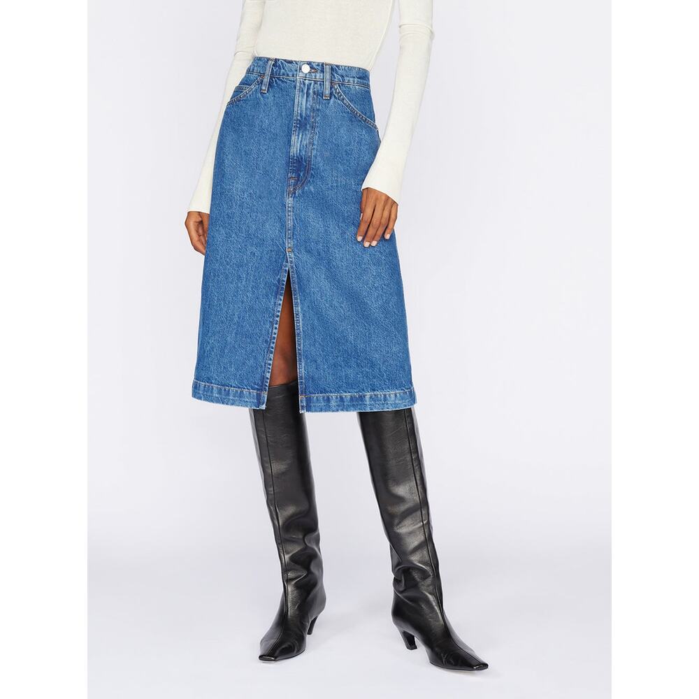 Frame 'Midi' Blue Denim Slit Skirt Size 26 - NWT